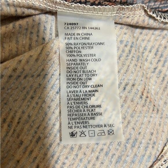 Fylo London top sharkbite sheer beading striped black tan camo flutter sleeve LG - Picture 7 of 7